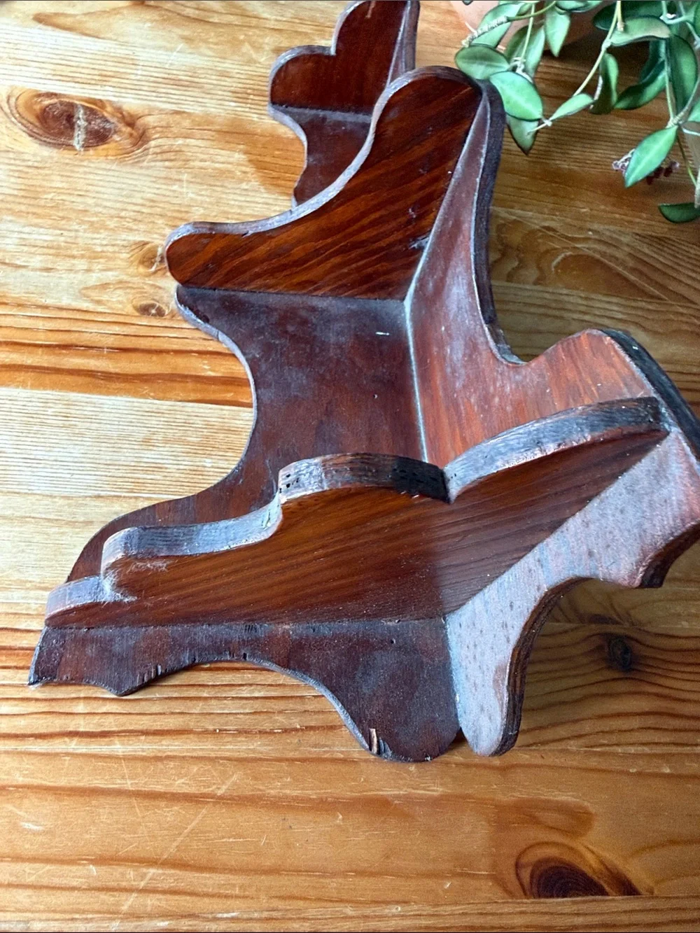 Vintage Handcrafted Wooden Corner Wall Shelf